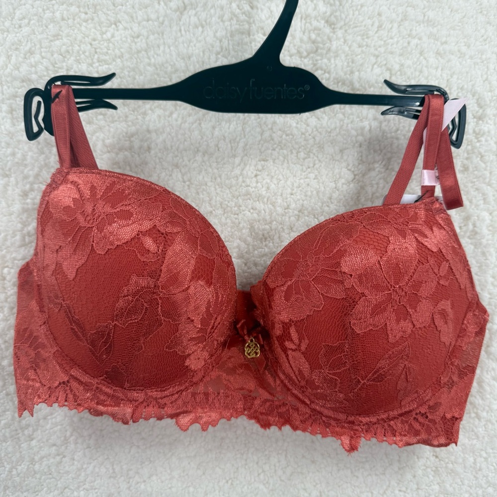 Daisy Fuentes Orange Lace pushup Bra 36B NWT